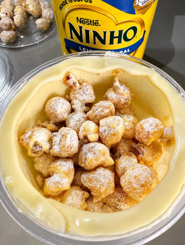 Pipoca gourmet de ninho com creme generoso